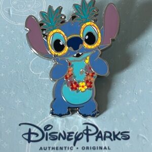 Disney Parks Stitch Pin with Floral Lei